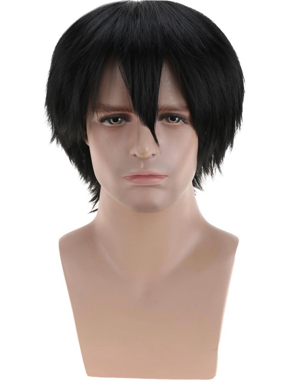 Unisex Black Anime Short Wig Straight Hair Cosplay Costume Heat Resistant